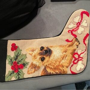 Festive Dog/ Chihuahua Needlepoint Christmas Stocking